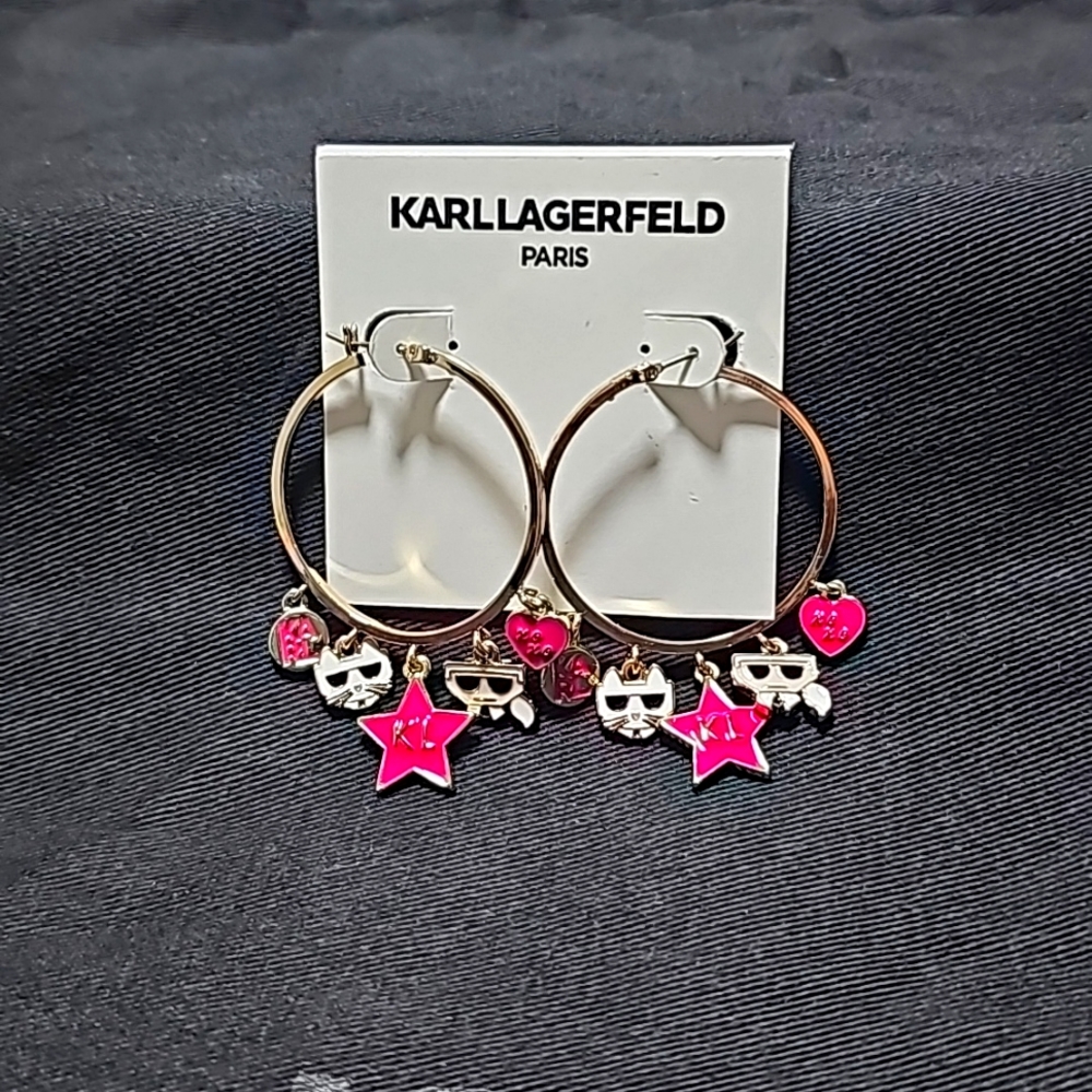 NEW Karl Lagerfeld Paris Hoop Earring .